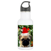 Ornamenten Snowman met Pug Puppy Dog Waterfles (Voorkant)