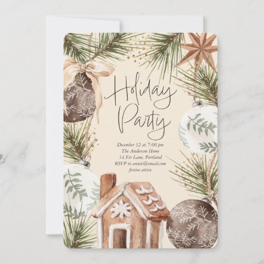 Ornamenten Surround Holiday Party Feestdagenkaart (Voorkant)