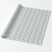Ornamenten van blauw Antiek Cadeaupapier (Uitgerold)
