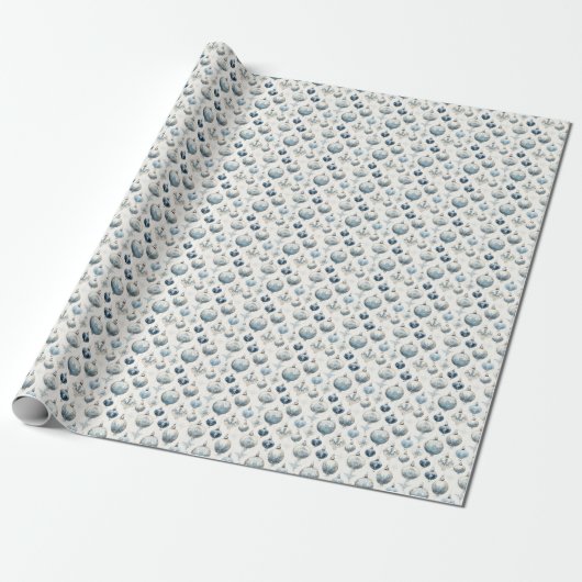 Ornamenten van blauw Antiek Cadeaupapier (Uitgerold)