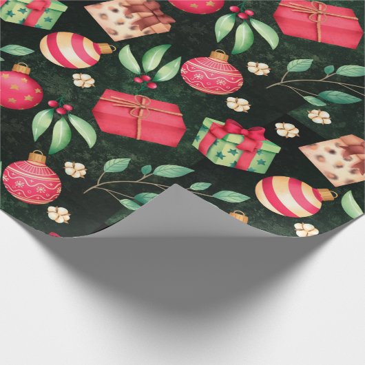 Ornamenten van de feestdag - land Holly Berries Cadeaupapier (Hoek)