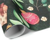 Ornamenten van de feestdag - land Holly Berries Cadeaupapier (Rol Hoek)