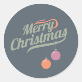 Ornamenten van Sinaasappel en Roos Vrolijk kerstfe Ronde Sticker