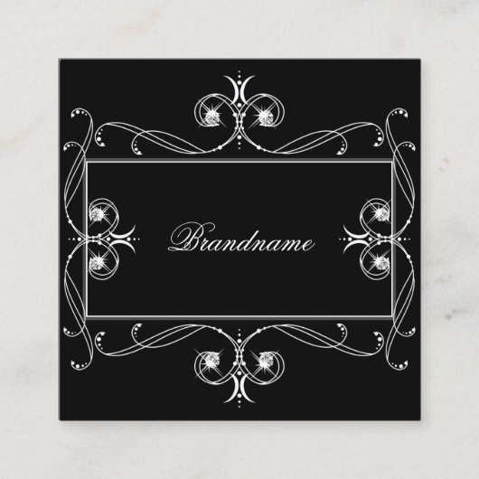 Ornamenten van zwarte en witte pinceltjes Vierkante Visitekaartje (Voorkant)