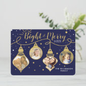 Ornamenten voor de marine en goud | Fury Holiday-f Feestdagenkaart (Staand voorkant)