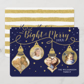 Ornamenten voor de marine en goud | Fury Holiday-f Feestdagenkaart (Voorkant / Achterkant)