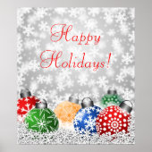 Ornamenten voor kerstbomen op Snowy Background Pos Poster (Voorkant)