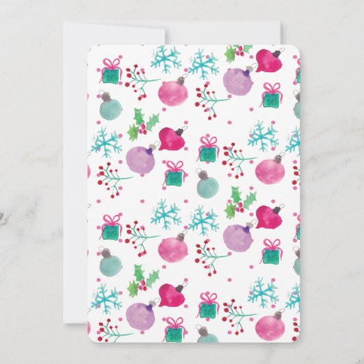 Ornamenten voor kerstdagen met waterkleurige feest kaart (Achterkant)