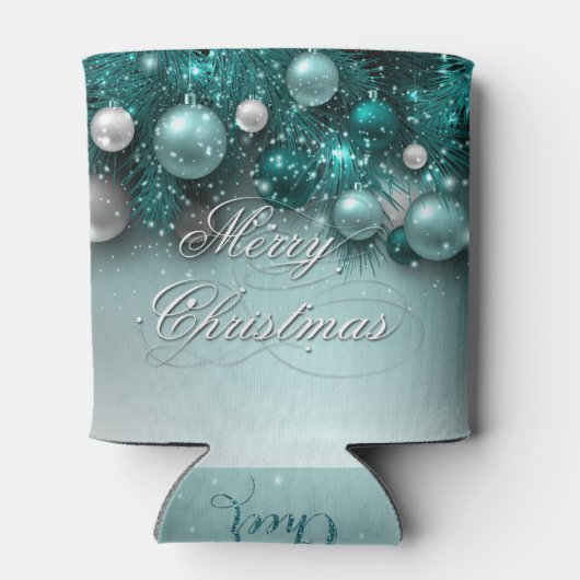 Ornamenten voor kerstfeestdagen - Blauwgroen Blikjeskoeler (Achterkant)