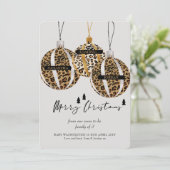 Ornamenten voor kerstmis met van de luipaard feestdagenkaart (Staand voorkant)