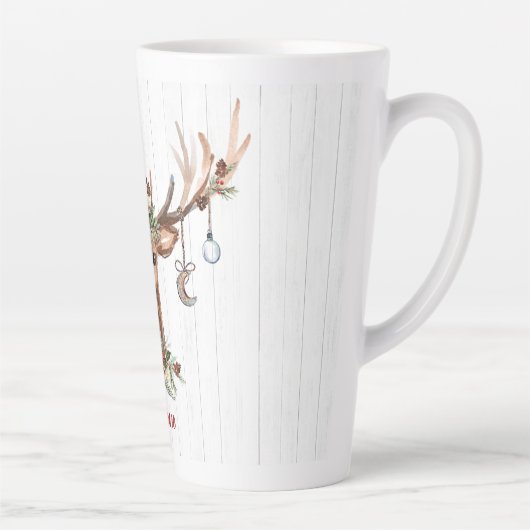 Ornamenten voor kerstrenrendieren | Rustisch hout Latte Mok (Rechts)
