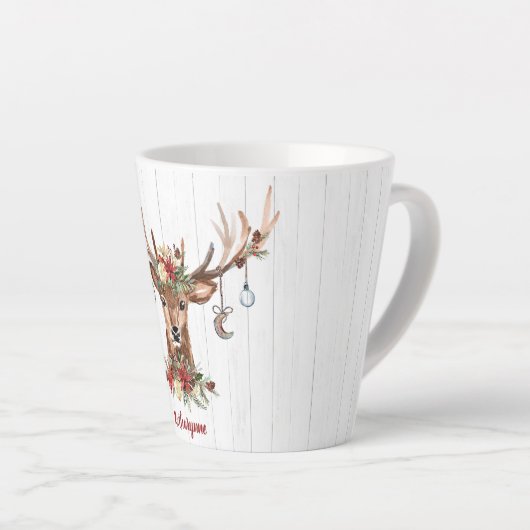 Ornamenten voor kerstrenrendieren | Rustisch hout Latte Mok (Rechterhoek)