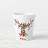 Ornamenten voor kerstrenrendieren | Rustisch hout Latte Mok (Voorkant)