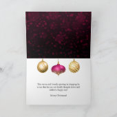 Ornamenten voor roze en gouden kerst feestdagen kaart (Binnen)
