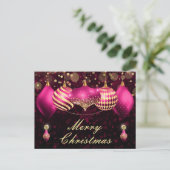 Ornamenten voor roze en gouden kerst feestdagenkaart (Staand voorkant)