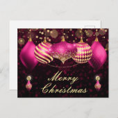 Ornamenten voor roze en gouden kerst feestdagenkaart (Voorkant / Achterkant)