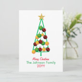 Ornamenten voor vrolijke kerstbomen feestdagenkaart (Staand voorkant)