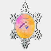 Ornamenten. Vrolijk kerstfeest Tin Sneeuwvlok Ornament (Rechts)