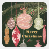 Ornamenten Vrolijke Kerstillustraties Vierkante Sticker (Voorkant)