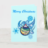 Ornamenten zwenken en sneeuwvlokken - feestdagen kaart (Voorkant)