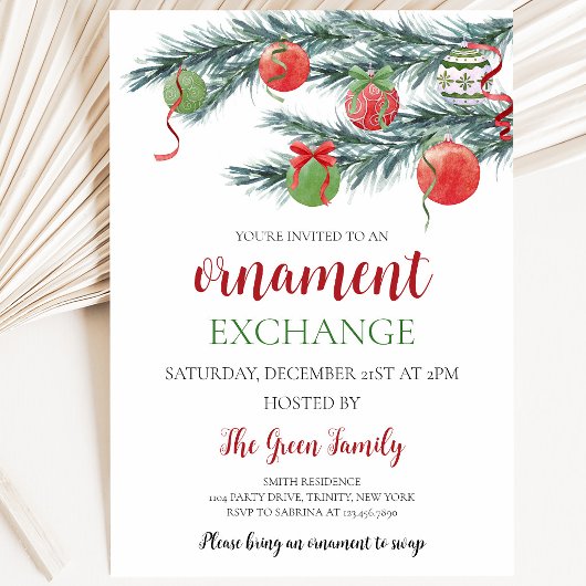 Ornamentenuitwisseling Kerstfeest Kaart