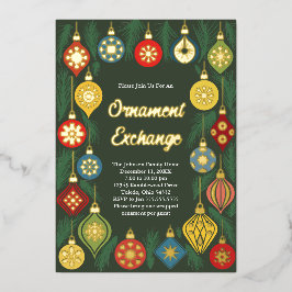 Ornamentenuitwisseling Kerstfeest Retro Vakantie Folie Uitnodiging