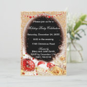 Ornaments Filigree Lijst Kerstparty Invite Kaart (Staand voorkant)