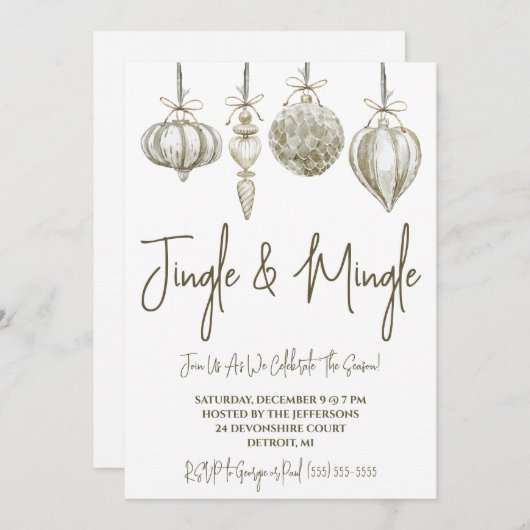 Ornaments Jingle & Mingle Holiday Open House Invit Kaart (Voorkant / Achterkant)