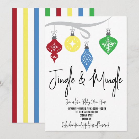 Ornaments Jingle & Mingle Holiday Open House Kaart (Voorkant / Achterkant)