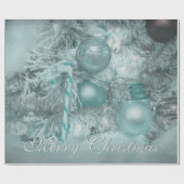 Ornaments Merry Kerstmis Blauwgroen Green Tree Hol Cadeaupapier (Vlak)