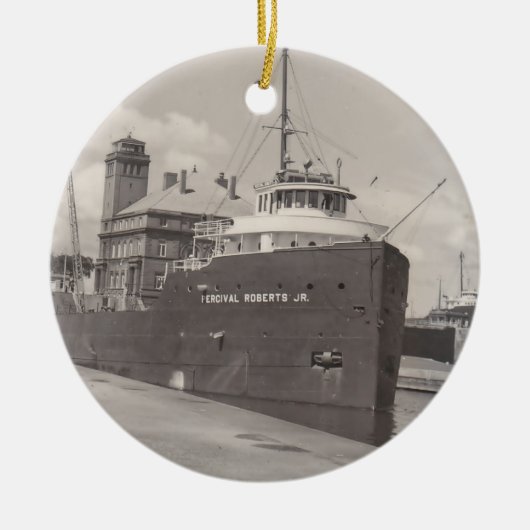 Ornaments Ore Freighter  Soo Locks Michigan Keramisch Ornament (Voorkant)