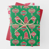 Ornaments Poinsettias Snowflake Stippen Kerstmis Inpakpapier Vel (In situ)