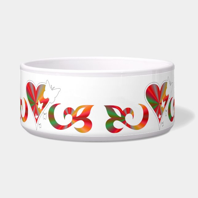 Ornaments Rainbow Heart met Butterfly en Lily Voerbakje (Voorkant)