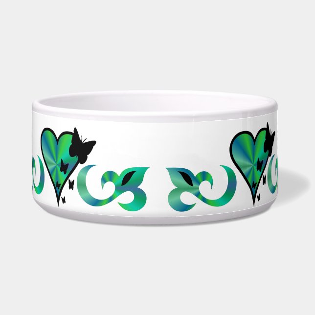 Ornaments Rainbow Heart met Butterfly en Lily Voerbakje (Voorkant)