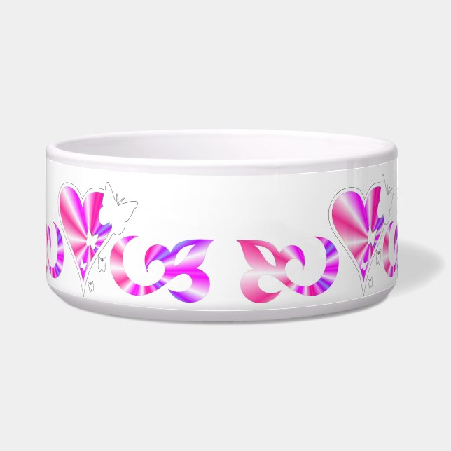 Ornaments Rainbow Heart met Butterfly en Lily Voerbakje (Voorkant)