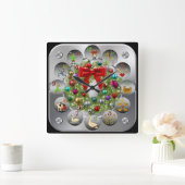 Ornaments Wreath ~ The 12 Days Of Christmas Vierkante Klok (Huis)
