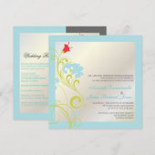 Ornamentwijnstok/aqua blauw/groen/grijs kaart (Voorkant / Achterkant)