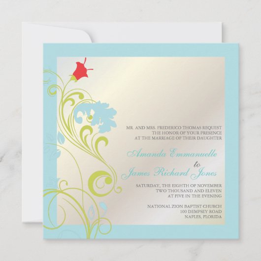 Ornamentwijnstok/aqua blauw/groen/grijs kaart (Voorkant)