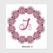Ornan J Monogram met Cute Boho Flowers  Sticker (Vel)