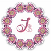 Ornan J Monogram met Cute Boho Flowers  Sticker (Voorkant)