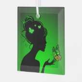 Ornance De groene vlindervrouw Glas Ornament (Voorkant links)