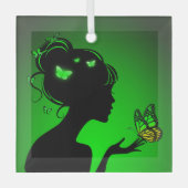 Ornance De groene vlindervrouw Glas Ornament (Voorkant)