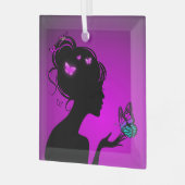 Ornance De Violette Vlindervrouw Glas Ornament (Voorkant links)
