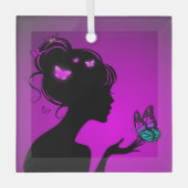 Ornance De Violette Vlindervrouw Glas Ornament (Voorkant)