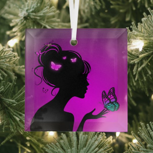 Ornance De Violette Vlindervrouw Glas Ornament (Insitu)