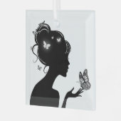 Ornance De Witte Vlindervrouw Glas Ornament (Voorkant links)