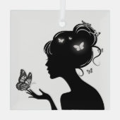 Ornance De Witte Vlindervrouw Glas Ornament (Achterkant)