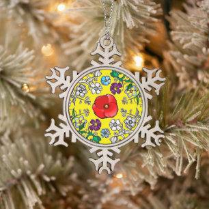 Ornance Flocon De Neige bloemen met pertussis Tin Sneeuwvlok Ornament