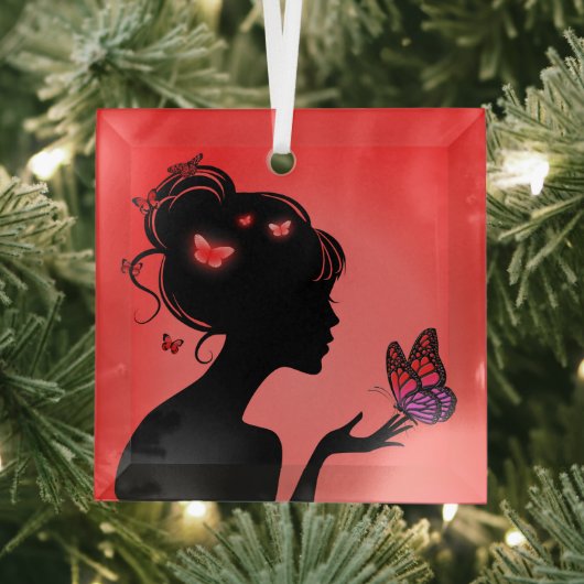 Ornance in Glas De rode vlindervrouw Ornament (Insitu)