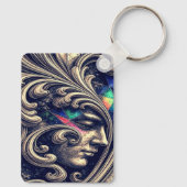 Ornate Abstract Face with Flowing Baroque Keychain (Achterkant)